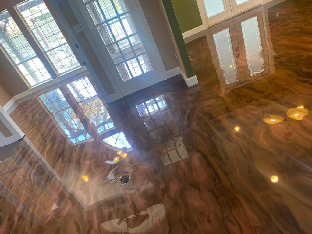 Metallic epoxy flooring project in New Braunfels, TX