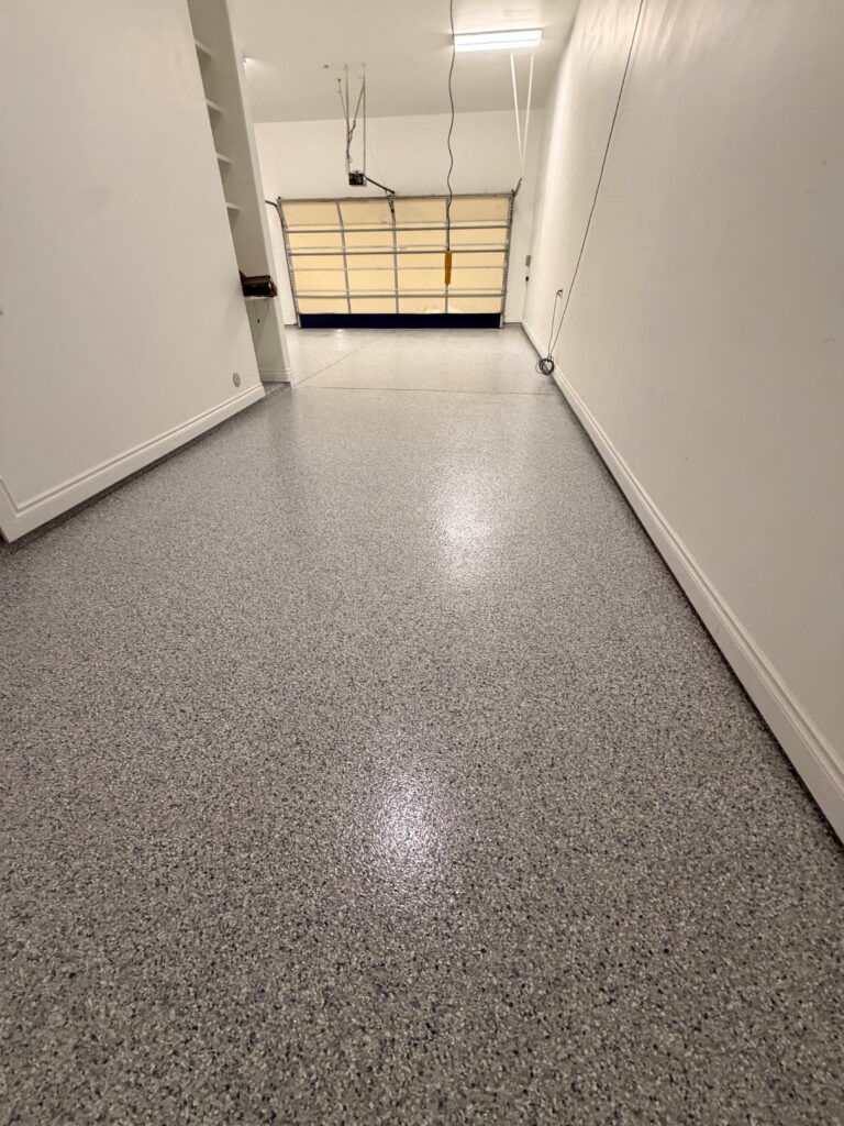 Garage epoxy flooring project in Helotes, TX
