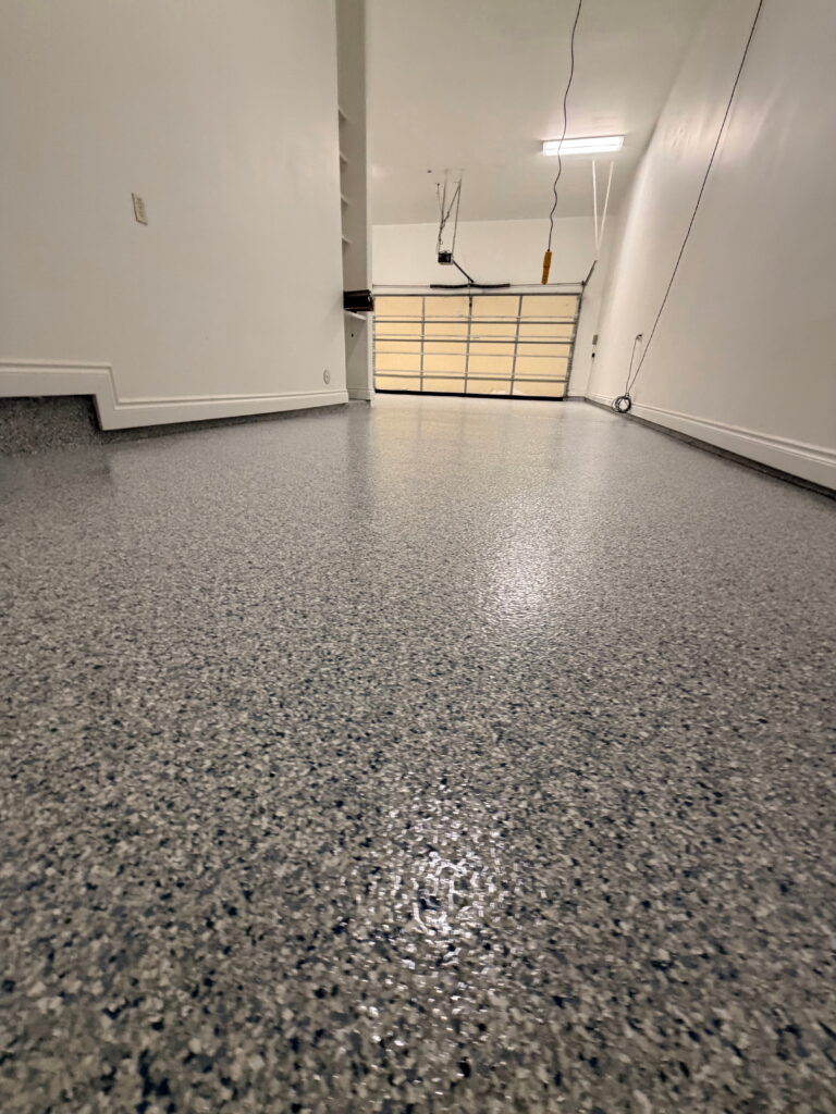 Garage epoxy flooring project in Shavano Park, TX