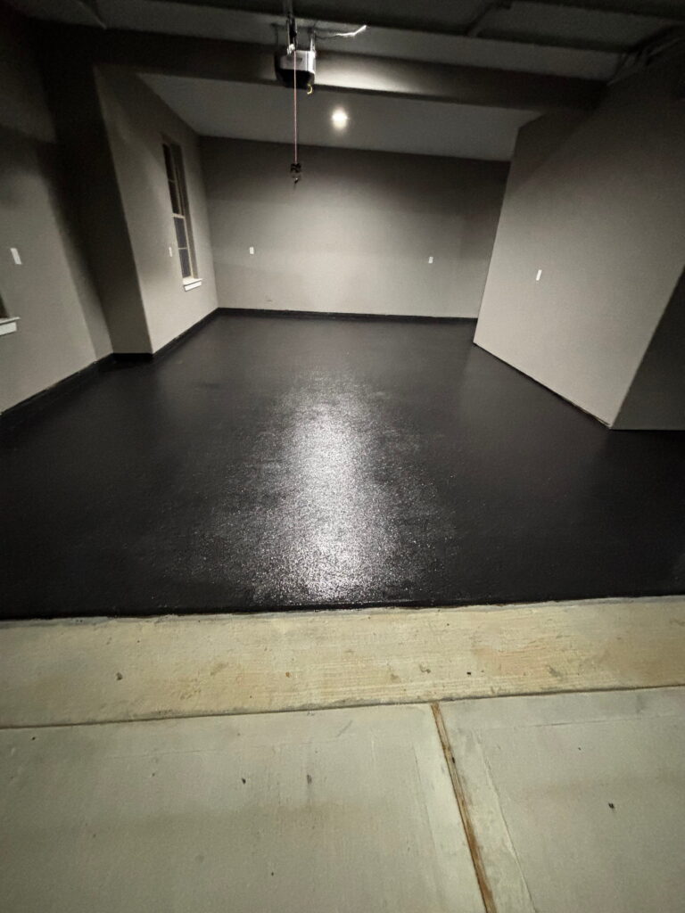 Solid color polyaspartic epoxy flooring project in Schertz, TX