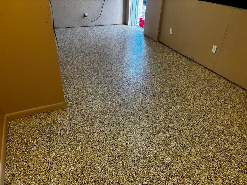New construction flake epoxy flooring project in San Antonio, TX