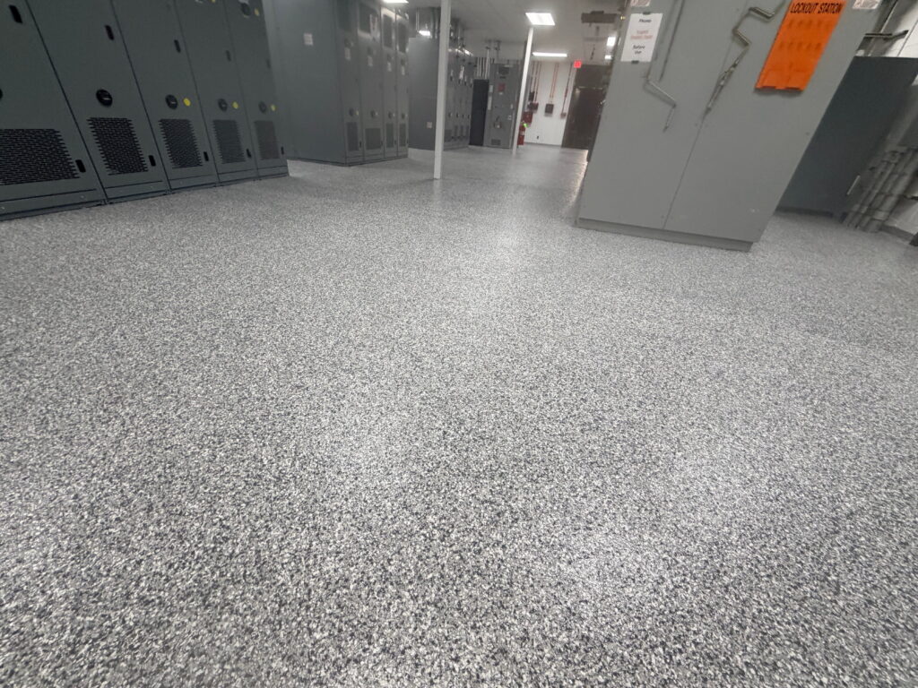 Electrical room commercial epoxy flooring project in San Antonio, TX