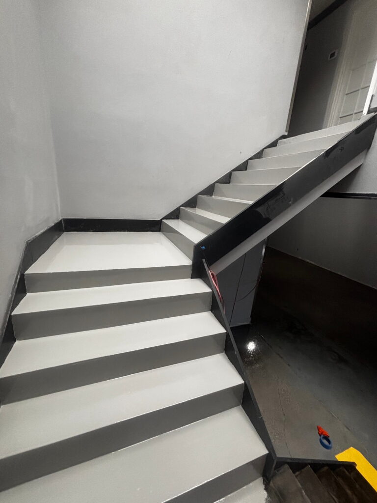 Commercial solid color polyaspartic epoxy flooring project in Schertz, TX