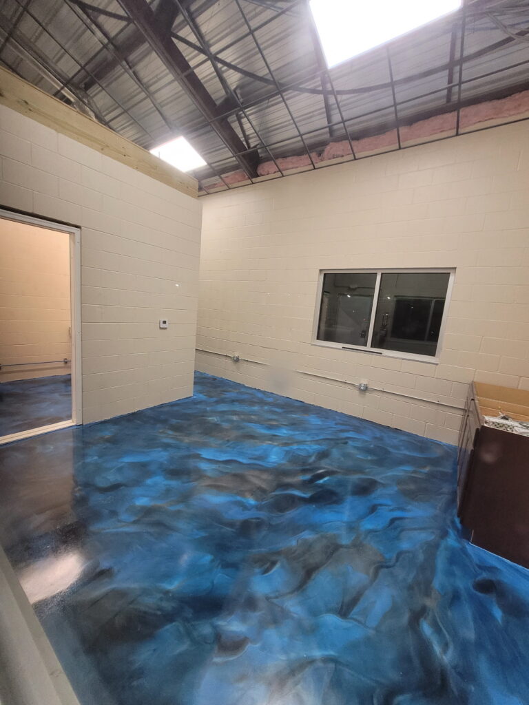 Commercial metallic epoxy flooring project in Schertz, TX