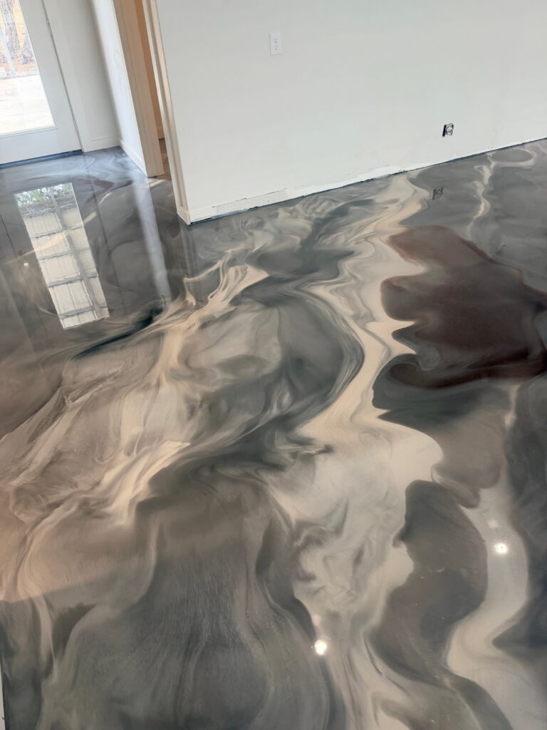 Metallic epoxy flooring project in Helotes, TX