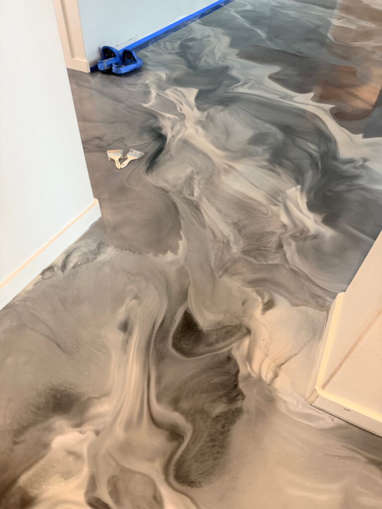 Metallic epoxy flooring project in Schertz, TX