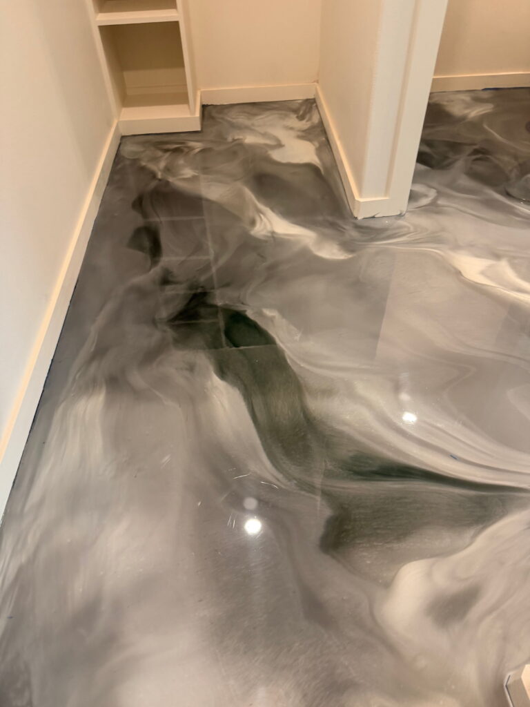 Metallic epoxy flooring project in a Seguin, TX warehouse