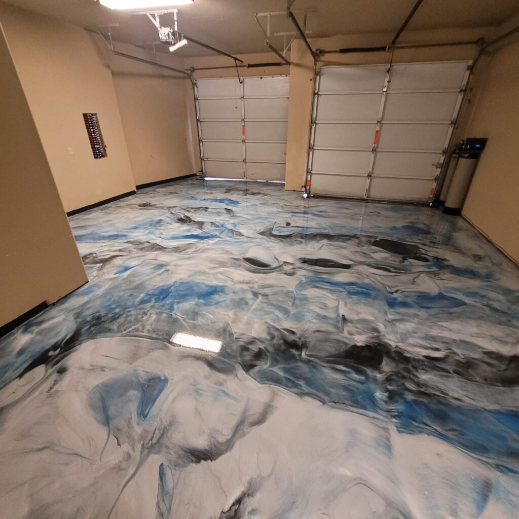 Metallic epoxy flooring project in Seguin, TX