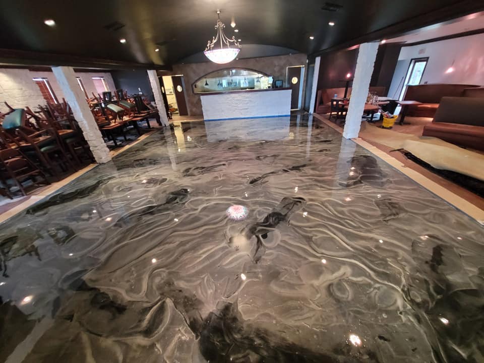 Restaurant metallic epoxy flooring project in San Antonio, TX
