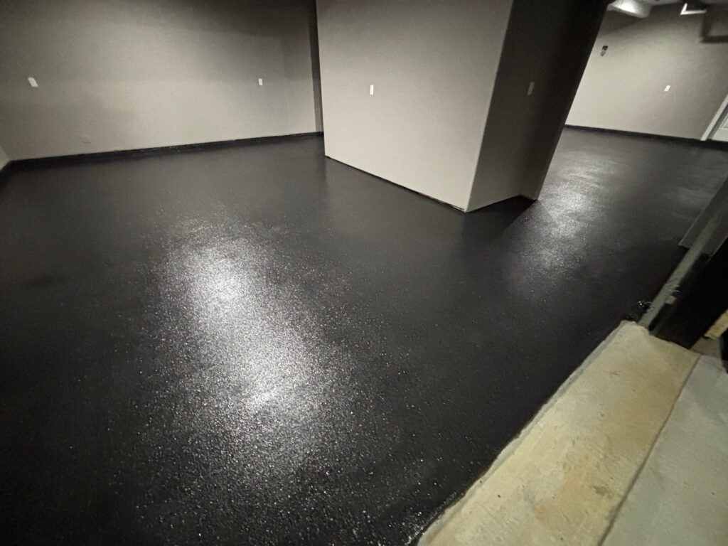Solid color polyaspartic epoxy flooring project in Schertz, TX