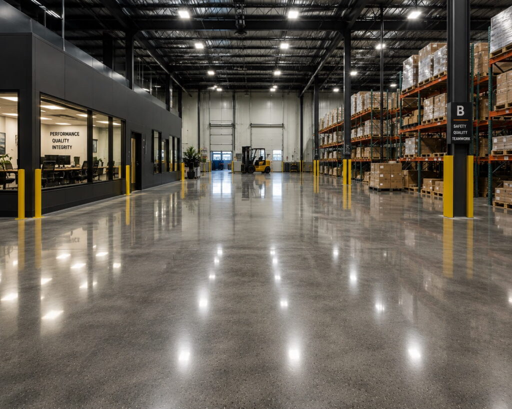 Commercial polished concrete buildout project in San Antonio, TX