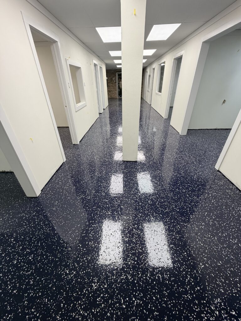 Commercial battery room epoxy flooring project in San Antonio, TX