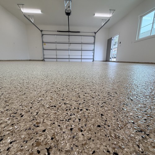 Garage flake epoxy flooring project in Boerne, TX