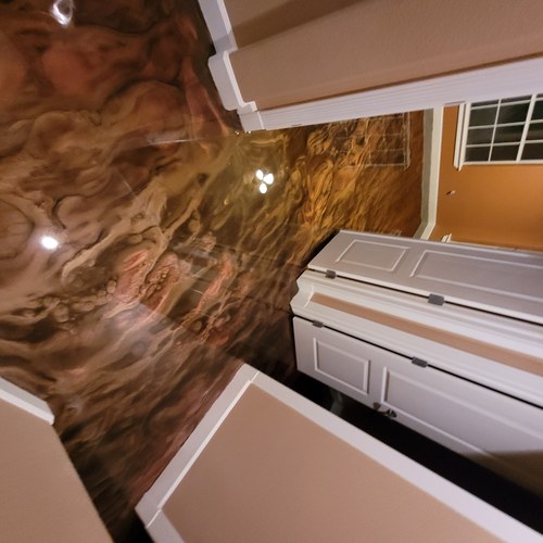Garage metallic epoxy flooring project in San Antonio, TX